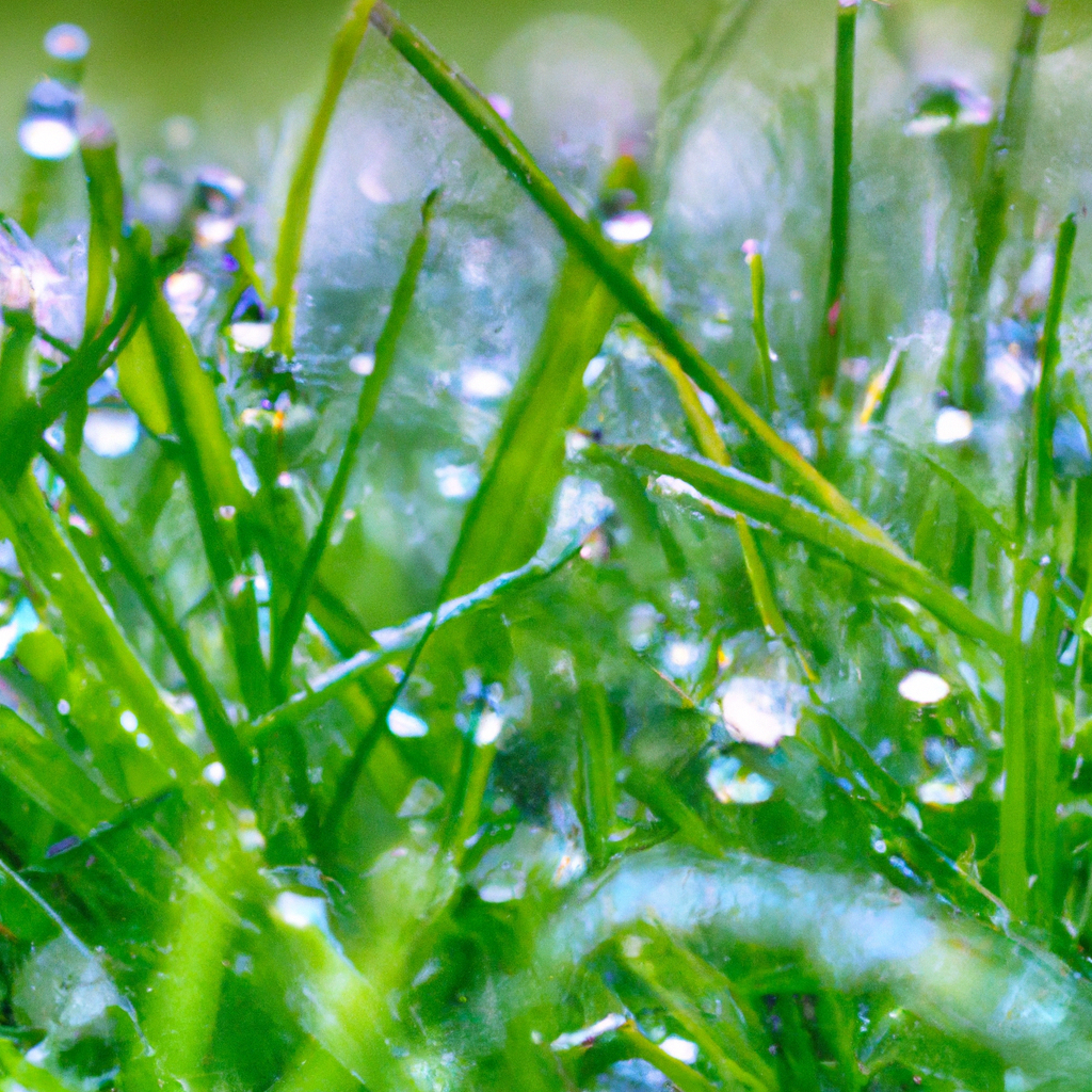 Frisse Belgische tuin met dicht, groen gazon in ochtendlicht
